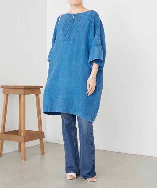 LIVETART（リヴェタート）の「ウォッシュドリネンワンピース（ワンピース・レディース・インディゴブルー・FREE）」の9枚目の写真