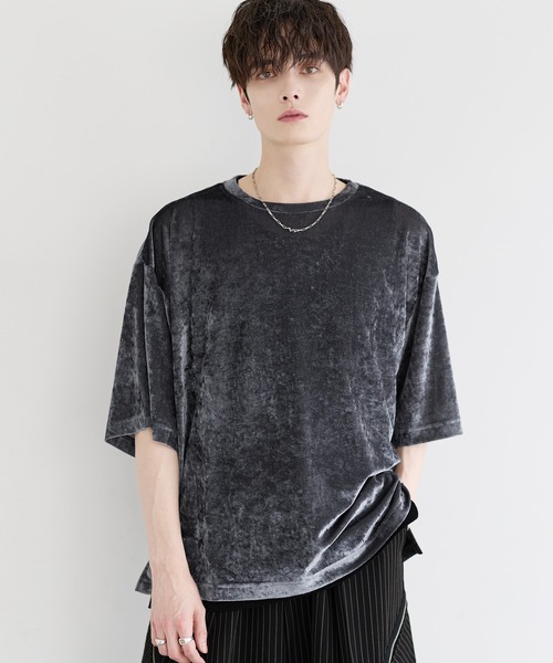 セール】シアーベロアハーフスリーブカットソー（Tシャツ/カットソー