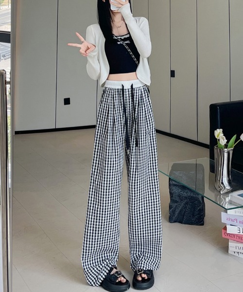 SallyLunn(サリーラン)の「ギンガムチェック リラクシーパンツ(その他パンツ・レディース・ブラック/ピンク/イエロー・MEDIUM/LARGE)」の4枚目の写真