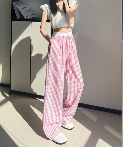 SallyLunn(サリーラン)の「ギンガムチェック リラクシーパンツ(その他パンツ・レディース・ブラック/ピンク/イエロー・MEDIUM/LARGE)」の8枚目の写真