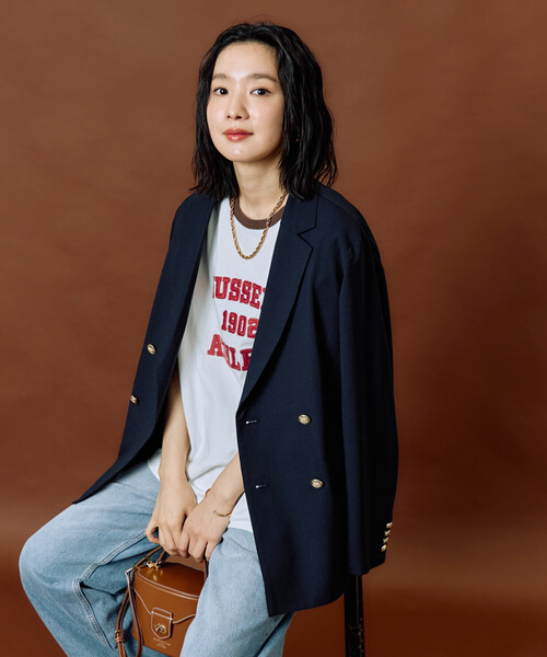 FREAK'S STORE(フリークスストア)の「限定展開 RUSSELL ATHLETIC × FREAK'S STORE/ラッセルアスレチック 別注 チェーン ステッチ リンガー 半袖 Tシャツ(Tシャツ/カットソー・レディース・オフホワイト/サックスブルー/ブラック/ライトグレー/ネイビー・フリ-)」の15枚目の写真