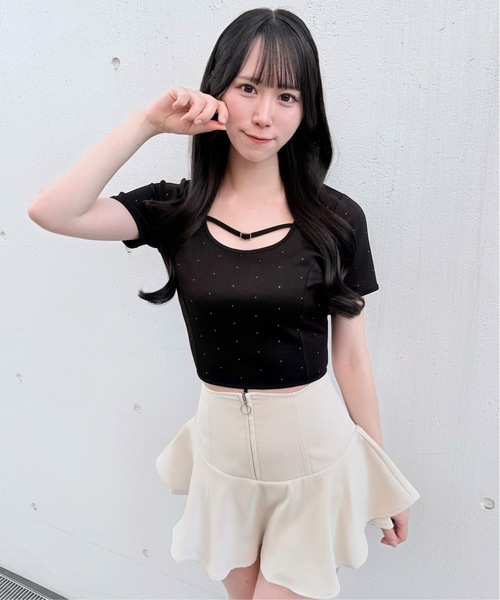 NOMAE（ノーマエ）の「ストーンドットBACKリボントップス（Tシャツ/カットソー・レディース・ブラック/ブラック系その他/ホワイト/ベージュ系その他・FREE）」の2枚目の写真