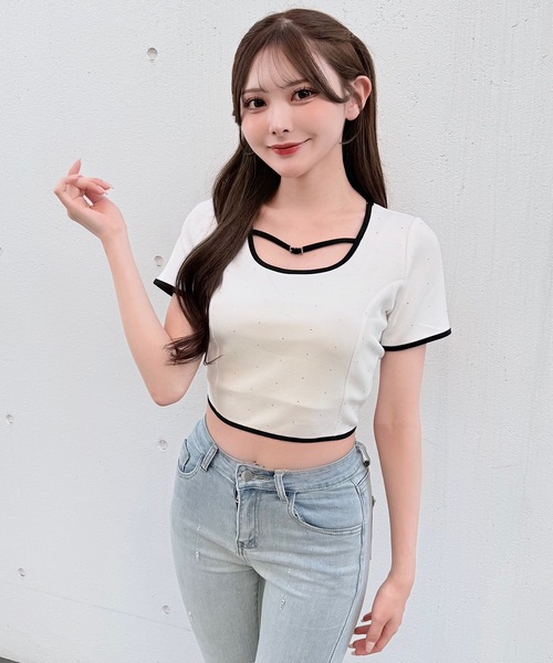 NOMAE（ノーマエ）の「ストーンドットBACKリボントップス（Tシャツ/カットソー・レディース・ブラック/ブラック系その他/ホワイト/ベージュ系その他・FREE）」の11枚目の写真