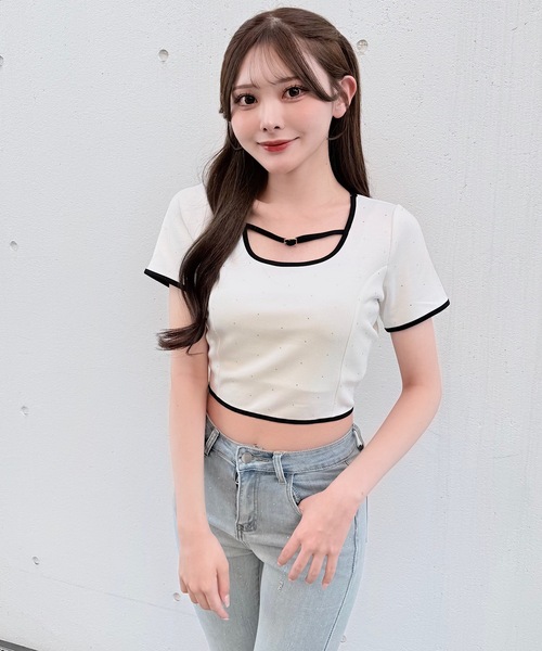 NOMAE（ノーマエ）の「ストーンドットBACKリボントップス（Tシャツ/カットソー・レディース・ブラック/ブラック系その他/ホワイト/ベージュ系その他・FREE）」の10枚目の写真