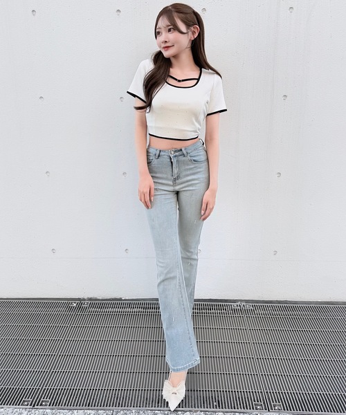 NOMAE（ノーマエ）の「ストーンドットBACKリボントップス（Tシャツ/カットソー・レディース・ブラック/ブラック系その他/ホワイト/ベージュ系その他・FREE）」の7枚目の写真