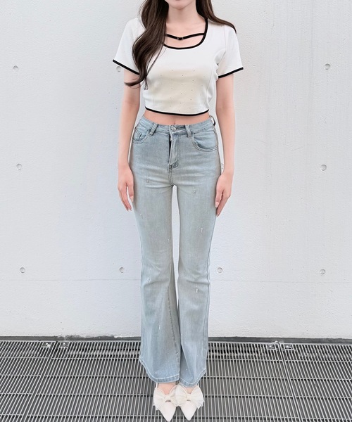 NOMAE（ノーマエ）の「ストーンドットBACKリボントップス（Tシャツ/カットソー・レディース・ブラック/ブラック系その他/ホワイト/ベージュ系その他・FREE）」の6枚目の写真