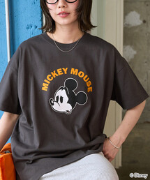 限定展開 別注/Mickey Mouse/ミッキーマウス/フロッキープリントアーチ半袖Tシャツ
