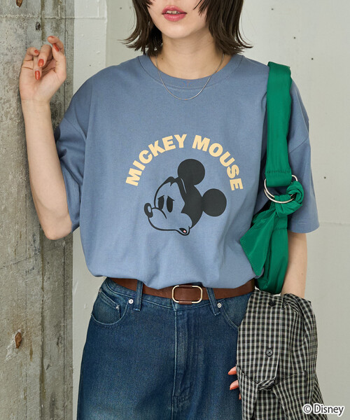 FREAK'S STORE(フリークスストア)の「限定展開 別注/Mickey Mouse/ミッキーマウス/フロッキープリントアーチ半袖Tシャツ(Tシャツ/カットソー・レディース・オフホワイト/ナチュラル/ブルー/ブラック/ブラウン・フリ-)」の9枚目の写真