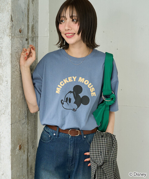 FREAK'S STORE(フリークスストア)の「限定展開 別注/Mickey Mouse/ミッキーマウス/フロッキープリントアーチ半袖Tシャツ(Tシャツ/カットソー・レディース・オフホワイト/ナチュラル/ブルー/ブラック/ブラウン・フリ-)」の11枚目の写真