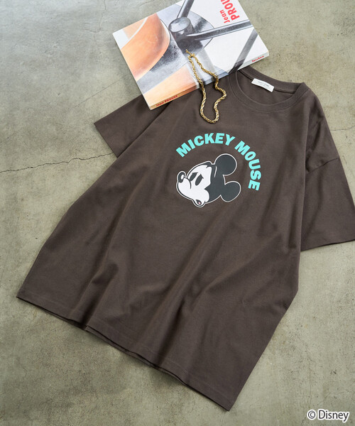 FREAK'S STORE(フリークスストア)の「限定展開 別注/Mickey Mouse/ミッキーマウス/フロッキープリントアーチ半袖Tシャツ(Tシャツ/カットソー・レディース・オフホワイト/ナチュラル/ブルー/ブラック/ブラウン・フリ-)」の13枚目の写真