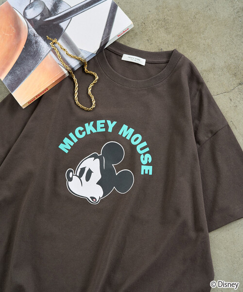 FREAK'S STORE(フリークスストア)の「限定展開 別注/Mickey Mouse/ミッキーマウス/フロッキープリントアーチ半袖Tシャツ(Tシャツ/カットソー・レディース・オフホワイト/ナチュラル/ブルー/ブラック/ブラウン・フリ-)」の14枚目の写真