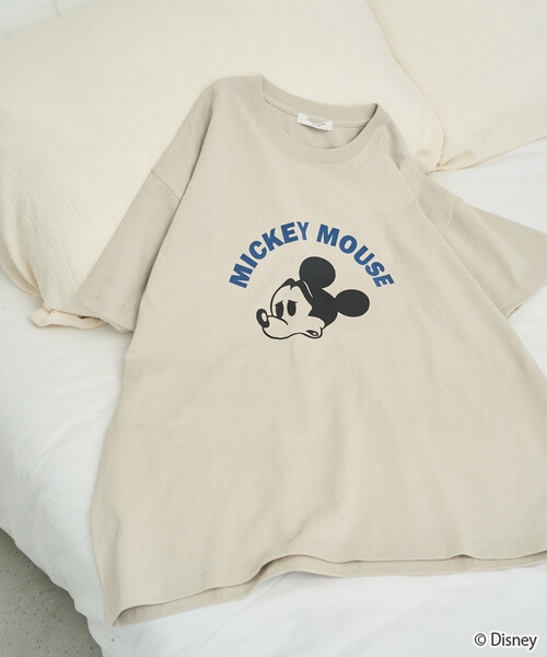 FREAK'S STORE(フリークスストア)の「限定展開 別注/Mickey Mouse/ミッキーマウス/フロッキープリントアーチ半袖Tシャツ(Tシャツ/カットソー・レディース・オフホワイト/ナチュラル/ブルー/ブラック/ブラウン・フリ-)」の16枚目の写真