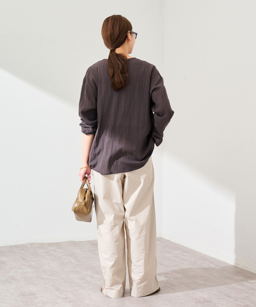 FRAMeWORK（フレームワーク）の「BASERANGE/ベースレンジ CLAUDE PANTS(ベージュ)（スラックス・レディース・ベージュ・FREE）」の4枚目の写真