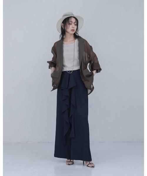 Eimee Law(エイミーロウ)の「シアーテーラードジャケット(テーラードジャケット・レディース・ブラック/ベージュ/ブラウン・FREE)」の5枚目の写真