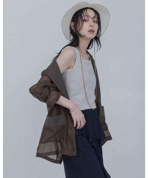 Eimee Law(エイミーロウ)の「シアーテーラードジャケット(テーラードジャケット・レディース・ブラック/ベージュ/ブラウン・FREE)」の9枚目の写真