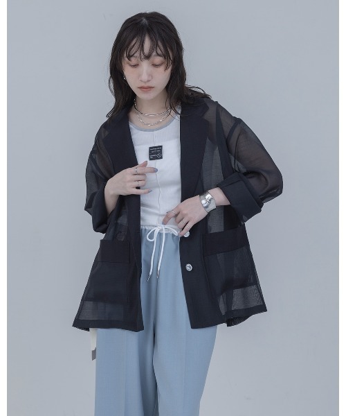 Eimee Law(エイミーロウ)の「シアーテーラードジャケット(テーラードジャケット・レディース・ブラック/ベージュ/ブラウン・FREE)」の14枚目の写真