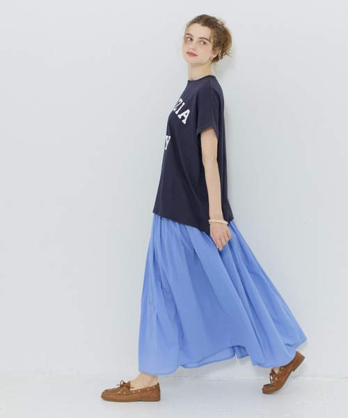 coca(coca)(コカ)の「ロールアップロゴプリントビッグTシャツ(Tシャツ/カットソー・レディース・グレー/ネイビー・L/M/S)」の4枚目の写真