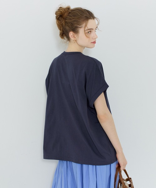 coca(coca)(コカ)の「ロールアップロゴプリントビッグTシャツ(Tシャツ/カットソー・レディース・グレー/ネイビー・L/M/S)」の6枚目の写真