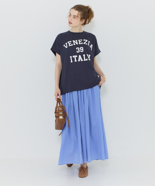 coca(coca)(コカ)の「ロールアップロゴプリントビッグTシャツ(Tシャツ/カットソー・レディース・グレー/ネイビー・L/M/S)」の7枚目の写真