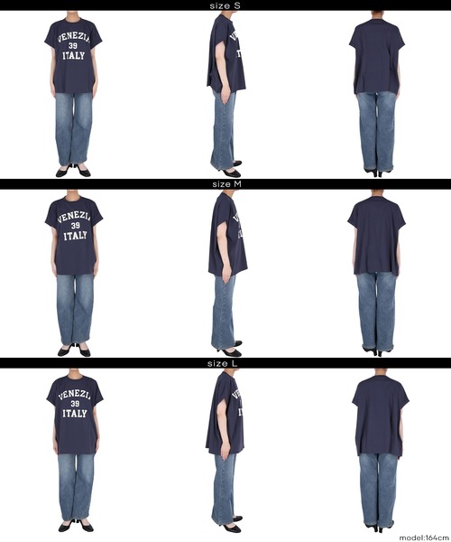 coca(coca)(コカ)の「ロールアップロゴプリントビッグTシャツ(Tシャツ/カットソー・レディース・グレー/ネイビー・L/M/S)」の9枚目の写真