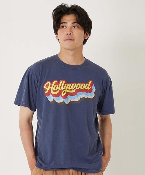 HOLLYWOOD RANCH MARKET(ハリウッドランチマーケット)の「レトロフォント ハリウッド ショートスリーブTシャツ(Tシャツ/カットソー・メンズ・ホワイト/ネイビー・S/M/L)」の5枚目の写真