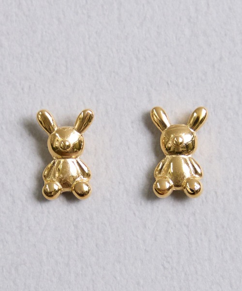 gargle(ガーグル)の「gargle ガーグル:STAINLESS ステンレスシリーズ ミニうさぎ ラビット ピアス(ピアス(両耳用)・レディース・ゴールド・FREE)」の1枚目の写真