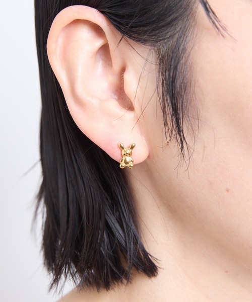 gargle(ガーグル)の「gargle ガーグル:STAINLESS ステンレスシリーズ ミニうさぎ ラビット ピアス(ピアス(両耳用)・レディース・ゴールド・FREE)」の3枚目の写真