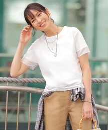 【シーンレスに活躍】コットンスムース シアーデザイン カットソー