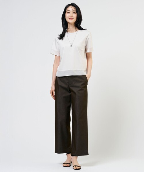 J.PRESS(ジェイプレス)の「【シーンレスに活躍】コットンスムース シアーデザイン カットソー(Tシャツ/カットソー・レディース・ネイビー系/サックスブルー系/ライトグレー系/ホワイト系/ブラウン系/ライトグリーン系・MEDIUM/LARGE)」の22枚目の写真