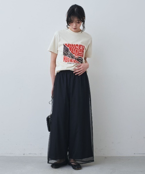 mensha!(メンシャ)の「mensha! ガーゼでドレスアップ! チュールレイヤードワイドパンツ(その他パンツ・レディース・レッド系その他/ブラック・LL/L/M/3L)」の4枚目の写真