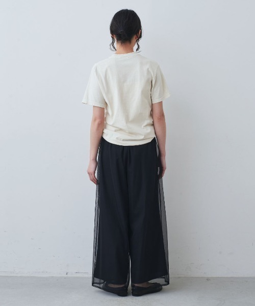 mensha!(メンシャ)の「mensha! ガーゼでドレスアップ! チュールレイヤードワイドパンツ(その他パンツ・レディース・レッド系その他/ブラック・LL/L/M/3L)」の6枚目の写真