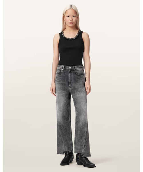 ALLSAINTS（オールセインツ）の「LUCY SLEEVELESS SLIM FIT RIBBED TANK TOP | LUCY ノースリーブ スリム フィット リブ タンクトップ（タンクトップ・レディース・ブラック・XS/S/M）」の4枚目の写真