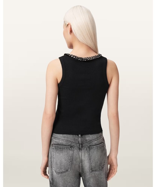 ALLSAINTS（オールセインツ）の「LUCY SLEEVELESS SLIM FIT RIBBED TANK TOP | LUCY ノースリーブ スリム フィット リブ タンクトップ（タンクトップ・レディース・ブラック・XS/S/M）」の7枚目の写真