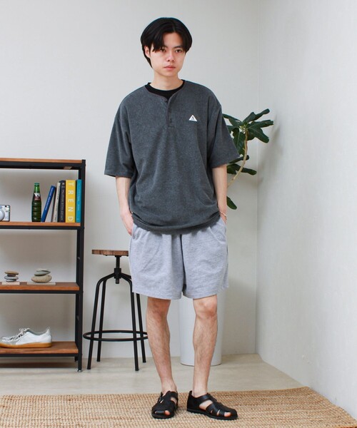 GEVACO(ゲバコ)の「【GEVACO/ゲバコ】パイルヘンリーネックTシャツ(Tシャツ/カットソー・メンズ・チャコールグレー/ネイビー/オリーブ・M/L)」の4枚目の写真