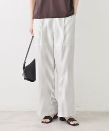【セットアップ可/ウエストゴム】リネンブレンドワイドパンツ