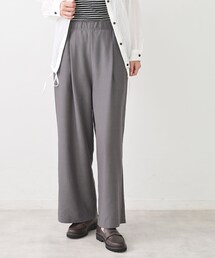 【セットアップ可/ウエストゴム】リネンブレンドワイドパンツ