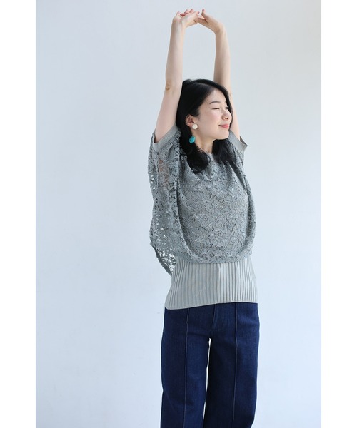 cawaii（カワイイ）の「体型カバーが叶う リブ×レース トップス（シャツ/ブラウス・レディース・グレー/ベージュ・FREE）」の9枚目の写真