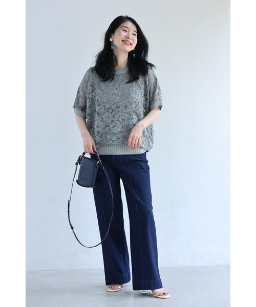 cawaii（カワイイ）の「体型カバーが叶う リブ×レース トップス（シャツ/ブラウス・レディース・グレー/ベージュ・FREE）」の18枚目の写真
