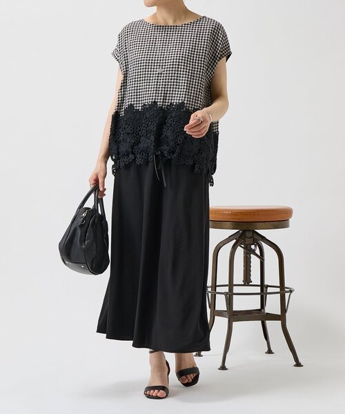 BEARDSLEY（ビアズリー）の「ストレッチジョーゼットバイヤススカート（スカート・レディース・ブラック/ネイビー・0/1）」の10枚目の写真