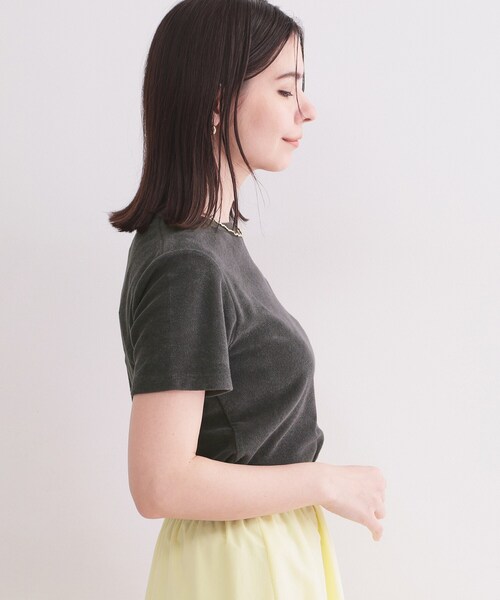 OPAQUE.CLIP(オペークドットクリップ)の「ベーシックパイルTシャツ【洗濯機OK】(Tシャツ/カットソー・レディース・ライトイエロー系/チャコールグレー・00)」の16枚目の写真