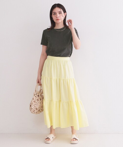 OPAQUE.CLIP(オペークドットクリップ)の「ベーシックパイルTシャツ【洗濯機OK】(Tシャツ/カットソー・レディース・ライトイエロー系/チャコールグレー・00)」の15枚目の写真