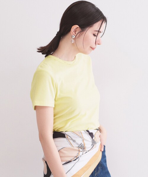 OPAQUE.CLIP(オペークドットクリップ)の「ベーシックパイルTシャツ【洗濯機OK】(Tシャツ/カットソー・レディース・ライトイエロー系/チャコールグレー・00)」の12枚目の写真