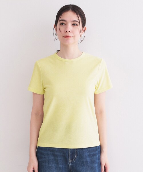 OPAQUE.CLIP(オペークドットクリップ)の「ベーシックパイルTシャツ【洗濯機OK】(Tシャツ/カットソー・レディース・ライトイエロー系/チャコールグレー・00)」の8枚目の写真