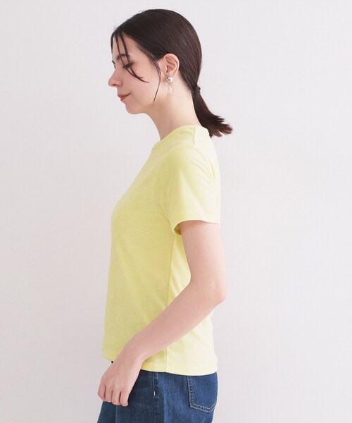 OPAQUE.CLIP(オペークドットクリップ)の「ベーシックパイルTシャツ【洗濯機OK】(Tシャツ/カットソー・レディース・ライトイエロー系/チャコールグレー・00)」の7枚目の写真