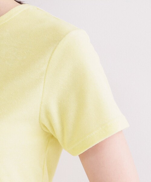 OPAQUE.CLIP(オペークドットクリップ)の「ベーシックパイルTシャツ【洗濯機OK】(Tシャツ/カットソー・レディース・ライトイエロー系/チャコールグレー・00)」の4枚目の写真