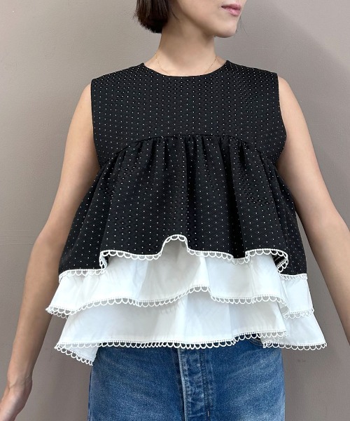 DONOBAN(ドノバン)の「ドットフレアトップス(タンクトップ・レディース・ネイビー/ブラック・ONE SIZE)」の16枚目の写真