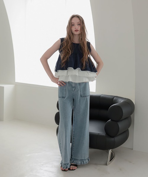 DONOBAN(ドノバン)の「ドットフレアトップス(タンクトップ・レディース・ネイビー/ブラック・ONE SIZE)」の15枚目の写真
