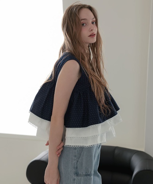 DONOBAN(ドノバン)の「ドットフレアトップス(タンクトップ・レディース・ネイビー/ブラック・ONE SIZE)」の12枚目の写真