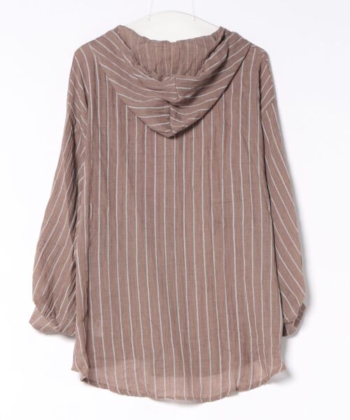 gossara(ゴサラ)の「【羽織るだけで決まる】シアーワッシャーストライプシャツ(シャツ/ブラウス・レディース・ブラウン/アイボリー・FREE)」の3枚目の写真