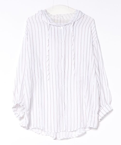 gossara(ゴサラ)の「【羽織るだけで決まる】シアーワッシャーストライプシャツ(シャツ/ブラウス・レディース・ブラウン/アイボリー・FREE)」の17枚目の写真